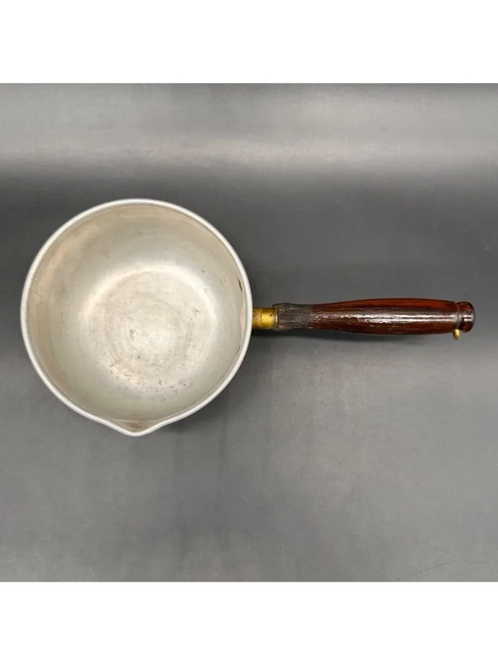 Vintage Copper Saucepan Wooden Handle Rustic Cookware Pot Dipper Pour Spout